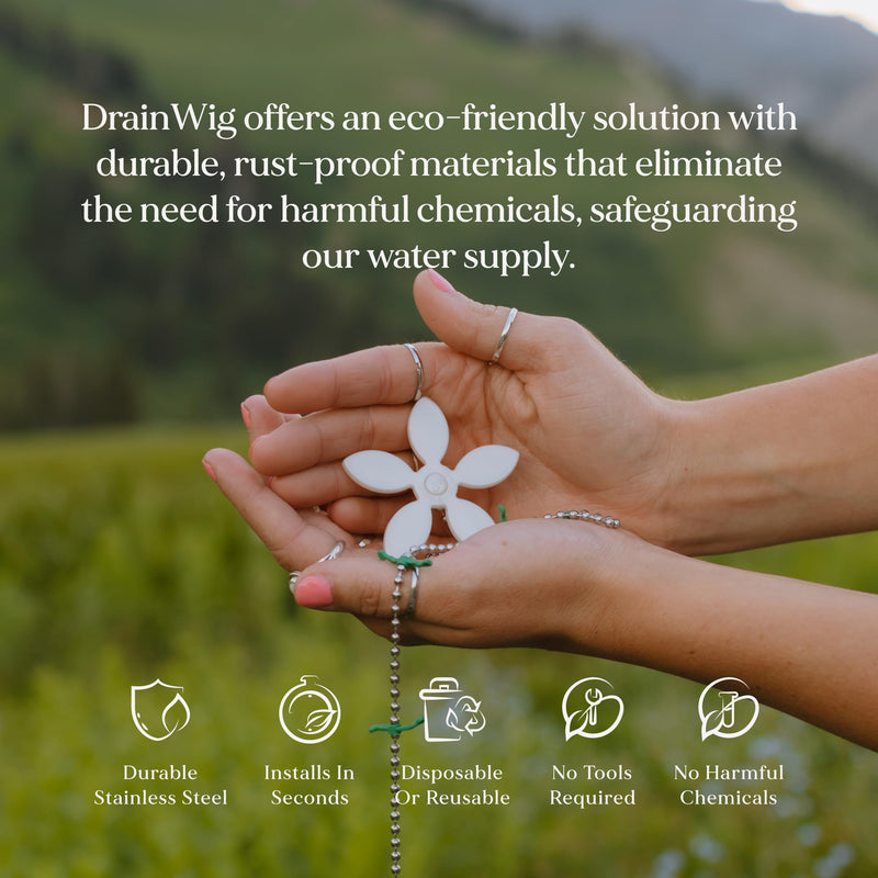 DrainWig Shower Drain Hair Catcher – Disposable Bathroom Hair Trap, Easy to Install in Shower Drain Cover, Helps Prevent Clogs – As Seen on Shark Tank – White Flower (12-Pack) 12 Count