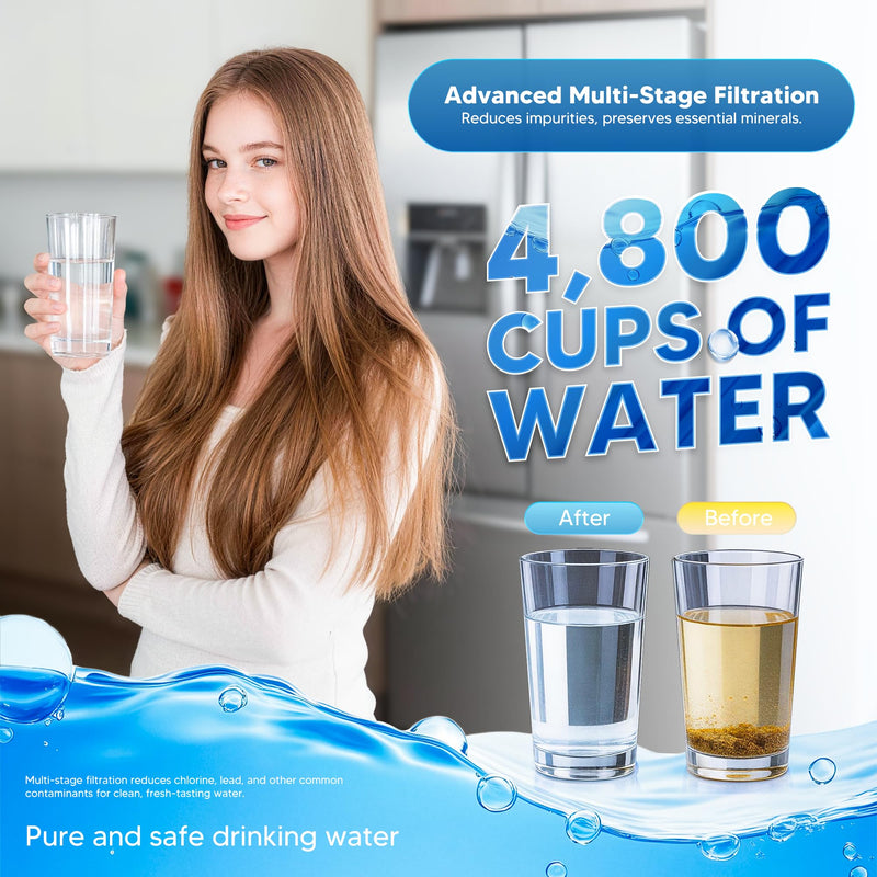 Water Filter Replacement Fit for Whirlpool WRS321SDHZ13, WRS571CIHZ04, WRS325FDAM04, WRS588FIHZ04, WRS321SDHZ08, WRS555SIHZ06, WRS325FDAW04, WRS315SDHZ08, WRS325SDHZ, WRS325SDHZ08, 3 Packs
