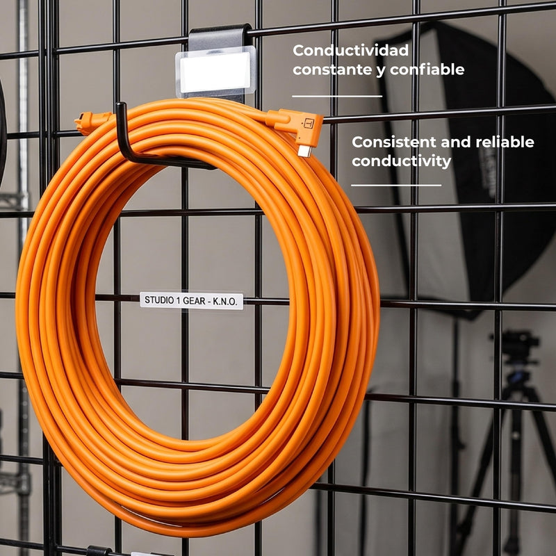 TetherPro USB-C to USB-C, 5Gbps Gen 1, Right Angle to Right Angle, 15' (4.6m), High-Visibility Orange