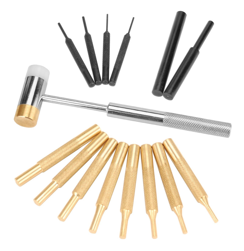 Wheeler Hammer and Punch Set with Punches, Brass/Polymer Hammer, Storage Case for Gunsmithing, Firearm Maintenance, Black