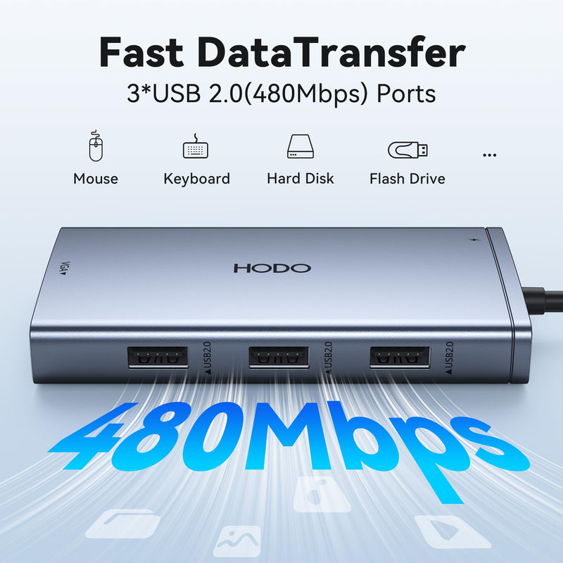 USB C Docking Station Dual Monitor for HP,Laptop Docking Station 3 Monitors | USB C Hub Quad Display USB C Adapter to 4K HDMI+DP+VGA,3USB 2.0,PD,USB C Dock Dongle 8 in 1 Computer Docking Station for Dell 8-in-1(Gray)