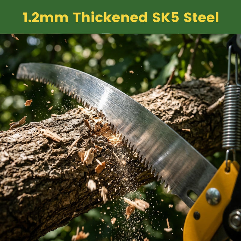 Tree Pruner Replacement Head, Pole Saw Trimmer Head with 3-Pulley System for Easy Cutting, 27Ft Heavy Duty Thickened Rope, Sharp SK5 Blade, for 1 inch Extension Poles