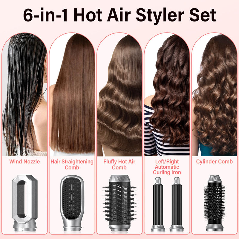 KYN Blow Dry Hair Styler 6 in 1, Hot Air Styler with Auto-Wrap Curlers, Volumizing/Thermal/Smooth Brushes & Hair Dryer Gifts for Women Multi Hair Styling