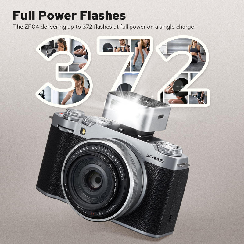 ZF04 Lightweight On-Camera Flash,Mini Flash Speedlite, CCT 6500K±200K,372 Full-Power Flash Light with Universal Hot Shoe Mount Fit for Canon, Nikon, Sony, Fuji,Leica Cameras (Silver) Silver