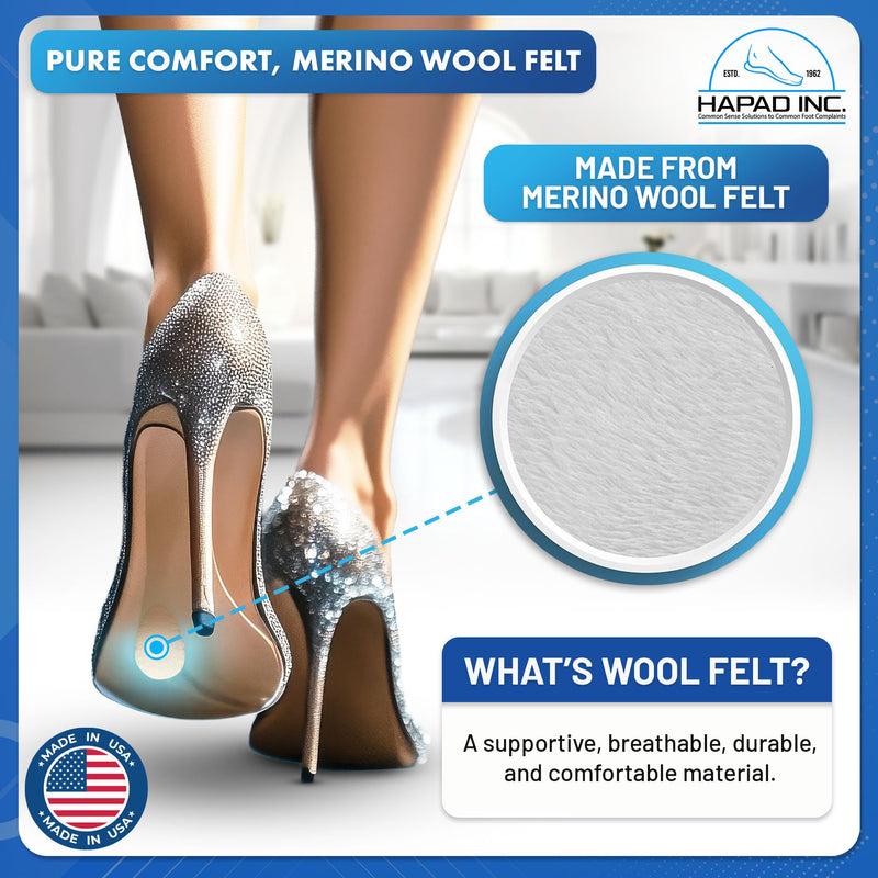 HAPAD Mortons Neuroma Pads (Pack of 1) - Teardrop-Shaped, Adhesive Wool Felt Metatarsal Pads for Men & Women - Supportive, Breathable, Comfortable Ball of Foot Pads for Pain Relief