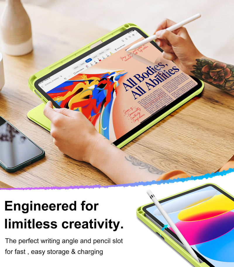 for iPad (A16) 11th Case 11 Inch 2025, iPad 10th Case 10.9 Inch 2022,Vertical Stand, Multiple Horizontal Angles Kickstand, Smart Cover with Pencil Holder, Citrus