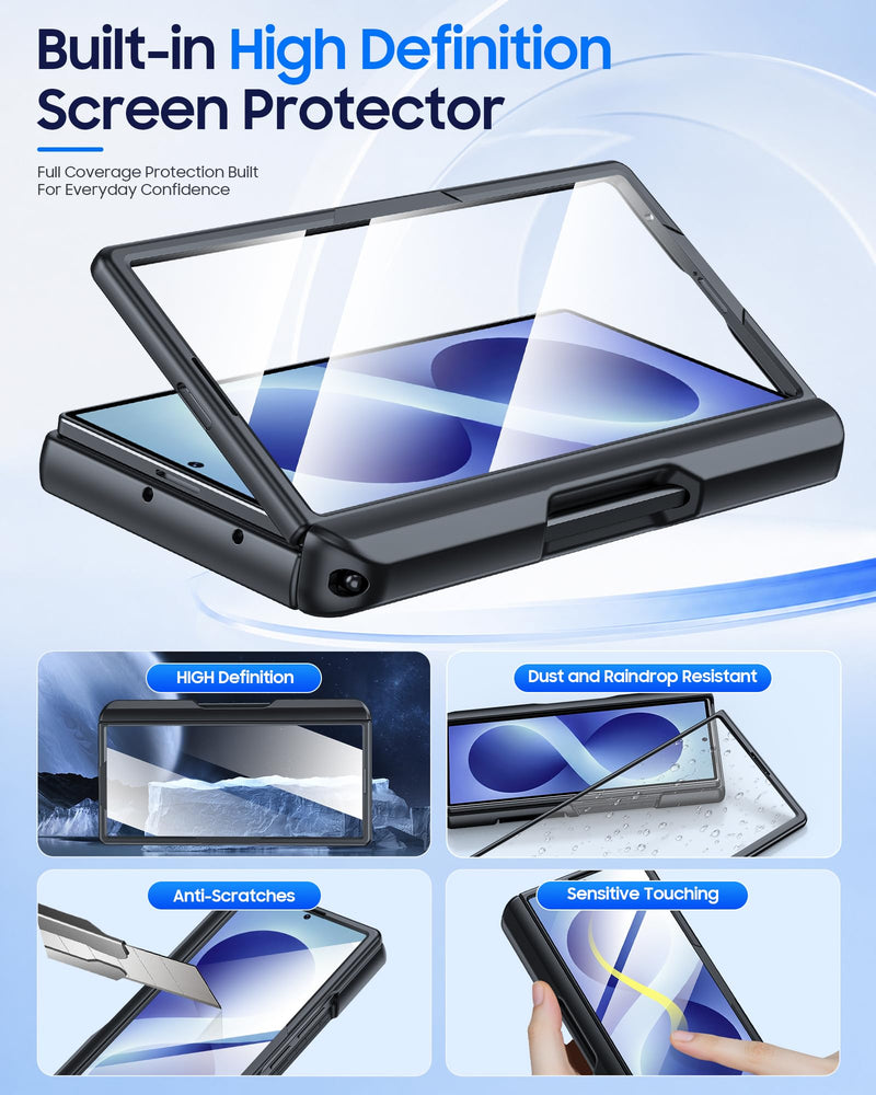 for Samsung Galaxy Z Fold 8 Ultra Case Wallet, Screen Protector,S-Pen | Card Holder RFID Blocking, Slide Lens Cover, Hinge Protection, Shockproof Phone Cover for Z Fold 8 Ultra (Black) Black-Y Samsung Galaxy Z Fold 8 Ultra (2026)