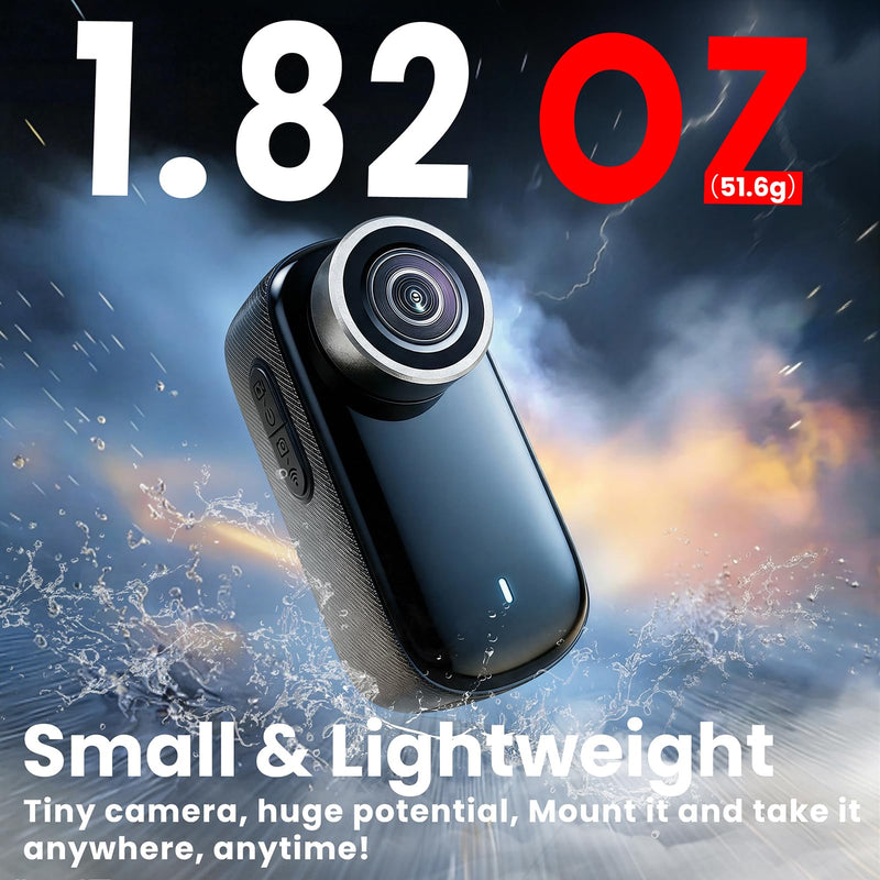 4K Mini Body Camera 64G Wearable Thumb Camera 360° Rotatable Magnetic Clip for Lecture Travel Pet Walking Outdoor Recording（Black） Black