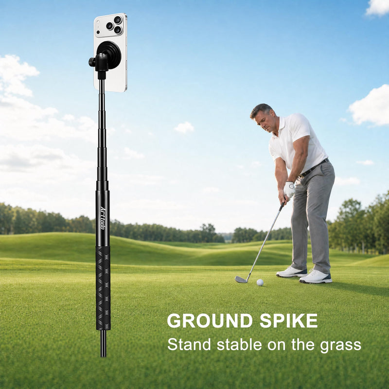 Golf Tripod & Monopod, Magnetic Mount and Adjustable Stick for Golf Swing | 9–59" Adjustable Height to Capture Every Swing Angle, Easy to install, Portable, Compatible with Phones or Cameras