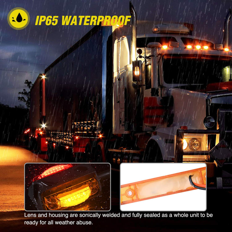 Nilight 2PCS LED Trailer Fender Lights Pre Wired Clearance Marker Lamp Amber Front Red Rear for Trucks Camper RV 2Pcs Round Fender Light