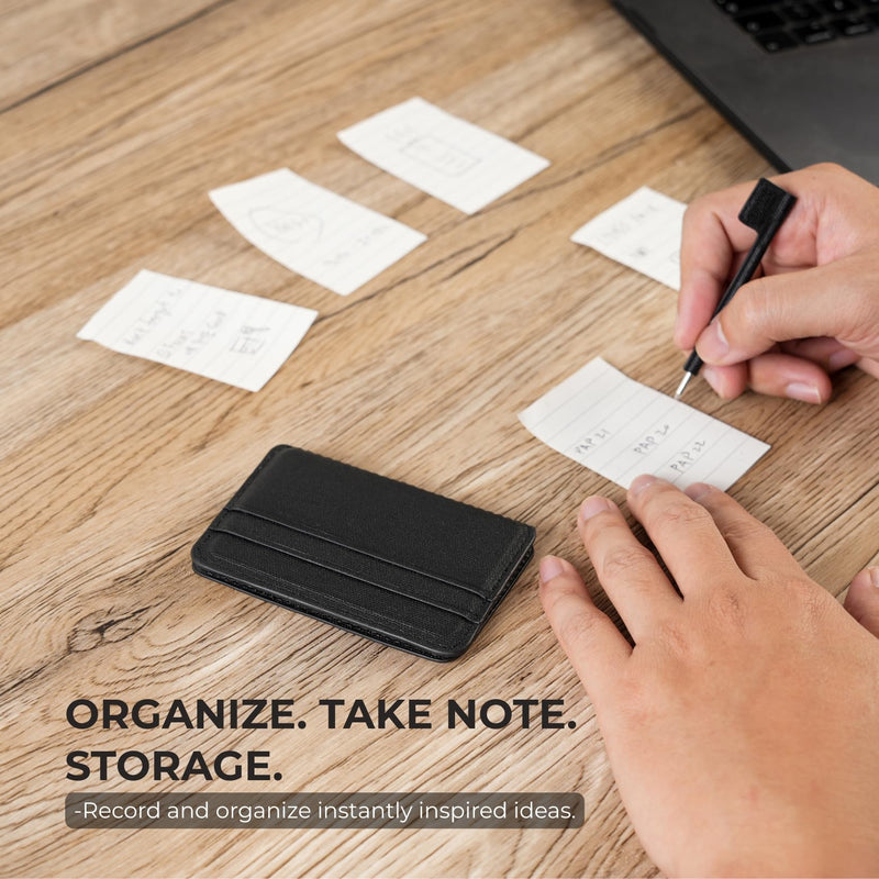 Magnetic Notebook Notepad Card Holder, Compatible with iPhone 16 Series and Other Phones with Three Types of Notepad/Magnetic Invisible Pen. (Beige) Black