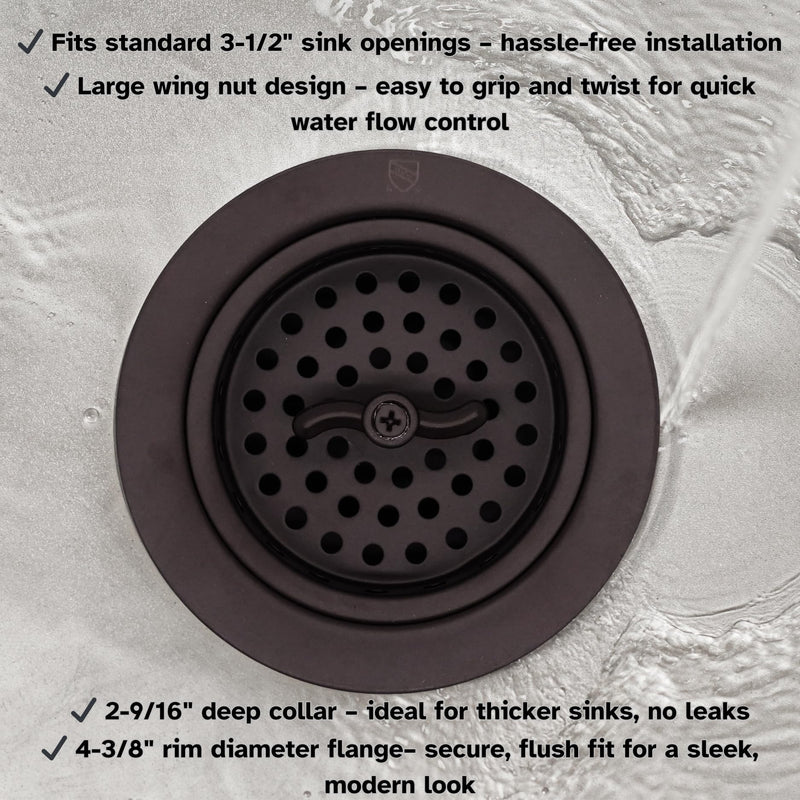 Westbrass A213-12 3-1/2" Wing Nut Twist Style Large Kitchen Sink Basket Strainer, Oil Rubbed Bronze