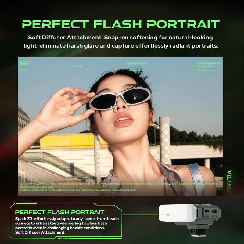 VILTROX Spark Z3 N Z3-N TTL Camera Flash, 26Ws 6500k 7 Levels Mini Flashes | Full-Power, 650 GN16, 1s Recycling Time Speedlite Flash, Compatible with Nikon Cameras (Green) Green