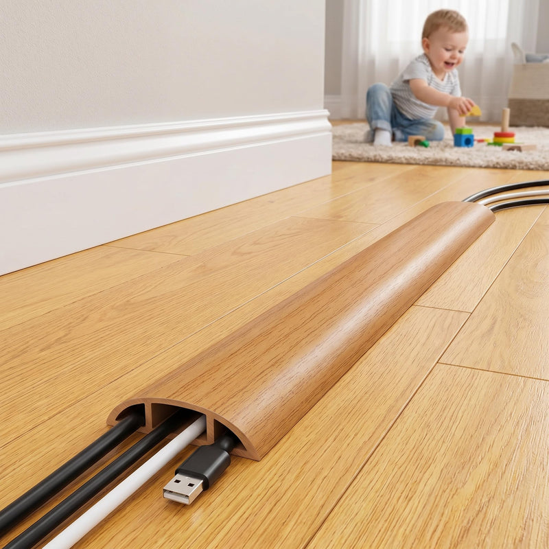 3.3FT Floor Cord Covers,Soft PVC Cable Protector for Extension Wires,Cord Hider for Home and Office-Yellow