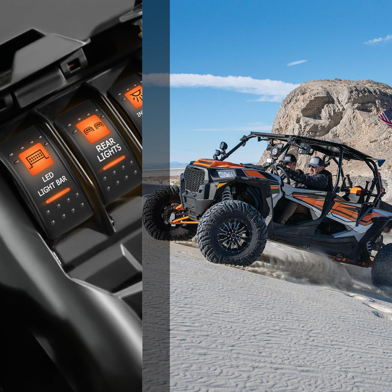Nilight UTV LED Light Bar Rocker Switch On Off 5 PIN SPST Lights Switches w/Orange Backlit 12V 24V Toggle Compatible for Polaris RZR Can-Am ATVs UTVs Cars Trucks RVs