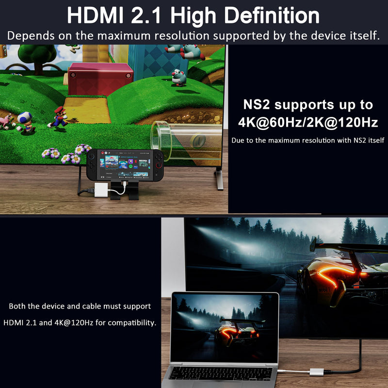 USB-C to HDMI Adapter for iPhone 15/16/17 to TV, 4K@120Hz Ultra HD Display with HDMI 2.1, 100W PD Charging & USB Port, Travel Adapter for MacBook/iPad/Samsung Galaxy/Switch 2