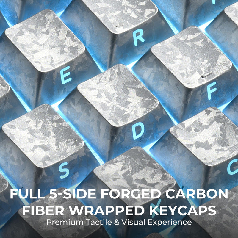 OHY XVX Silver Shine Through Keycaps,Cherry Profile Forged Carbon Side Printed 119-Key Keycaps for MX Switch ANSI Keyboard Sliver