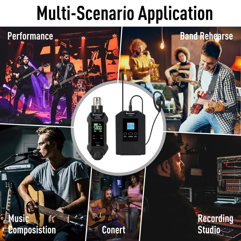 Wireless in Ear Monitor System with Transmitter Clip on Receiver Automatic Pairing in-Ear Monitoring for Studio,Guitar,DJ,Live Performance