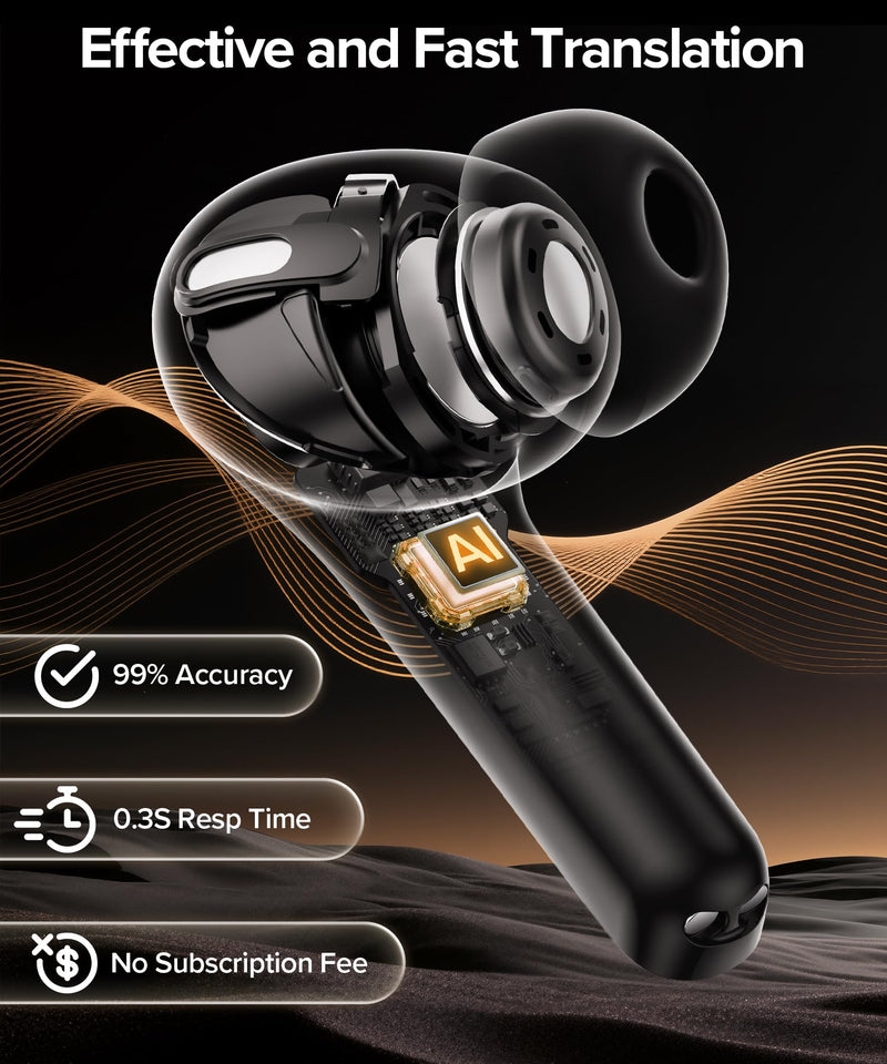 TAGRY Bluetooth Headphones True Wireless Earbuds 60H Playback LED Power Display Earphones with Wireless Charging Case IPX5 Waterproof in-Ear Ear buds with Mic for TV Smart Phone Laptop Computer Sports AI Buds Pro Black