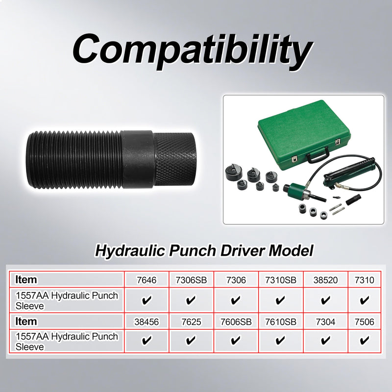 Hydraulic Punch Sleeve 1557AA Replacement for Greenlee 1557AA,Compatible with Slug-Buster,Slug-Splitter Punches and Punching Machine Replacement Draw Studs. Update