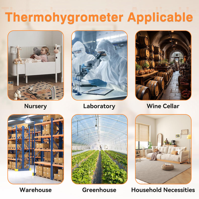 YT606 Temperature Humidity Meter High Precision Digital Hygrometer with Ambient, Relative Humidity, Dew Point, Wet Bulb Thermometer for Indoor Outdoor, Digital Thermometer Min/Max Hold, LCD Backlight