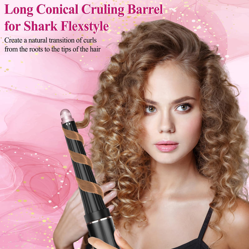  [AUSTRALIA] - Long Conical Curling Barrel for Shark FlexStyle HD400 Series | 20-40MM Hair Curlers Auto Curling Barrel Attachment with Both Curl Directions black