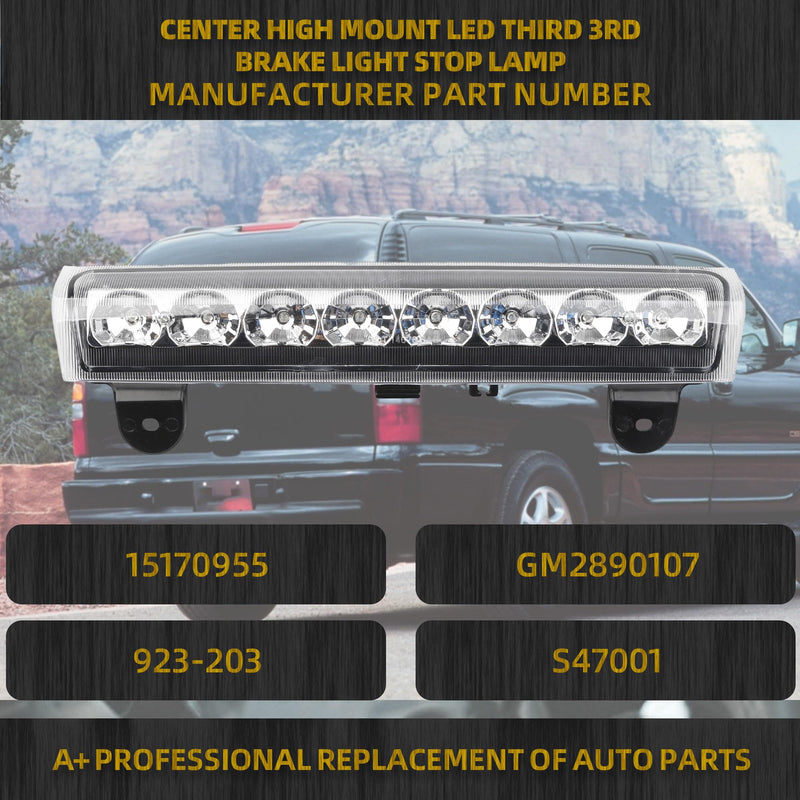Dasbecan LED 3rd High Mount Brake Light White Carge Light Compatible with 2000-2006 Chevrolet Suburban 1500/2500 Tahoe GMC Yukon 1500/2500 Replaces# 15170955 923-203 GM2890107