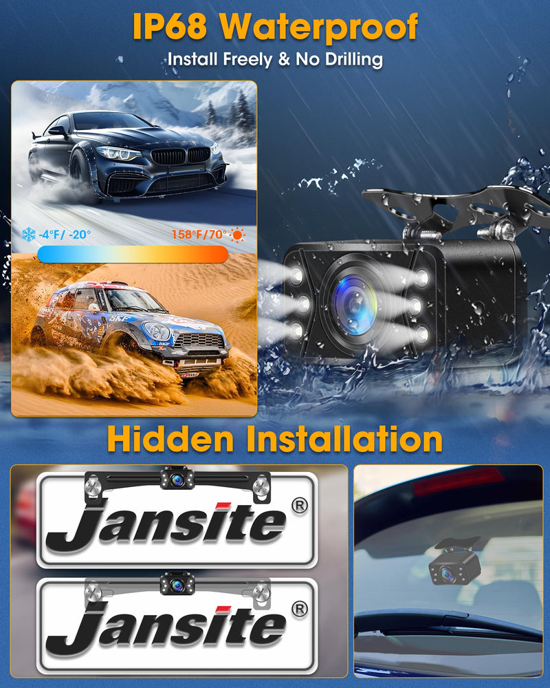 【5" AHD 1080P】 Back Up Camera for Cars Back Up Camera Systems for Truck Backup Camera with Monitor 6 LEDs Night Vision 5 Guide Lines, 140° Wide Angle IP68 Reverse Camera Rear View Camera for Vehicle