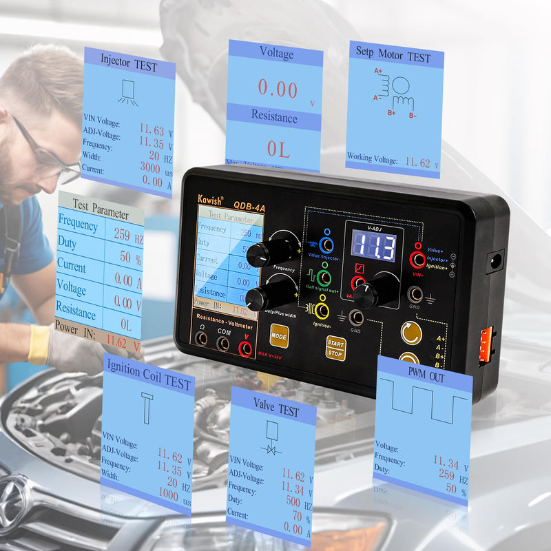  [AUSTRALIA] - QDB-4A Ignition Coil Tester, Automobile Actuator Drive Detector, Drive Fault Tester for Test Including Injector Solenoid Valves Idle Stepping Instrument Urea Pump Motors Driver Treasure