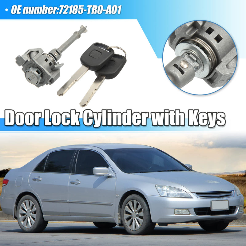 X AUTOHAUX 1 Set Driver Side Door Lock Cylinder Set Kit with 2 Keys for Honda Civic 2012-2015 72185-TR0-A01