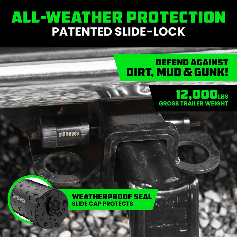 Rhino USA Trailer Hitch Pin (2 Inch) Patented 5/8" Locking Receiver Hitch Pins for Class III IV Hitches - Weatherproof Anti-Theft Lockable Pin with Debris Protection - Used to Tow Truck, etc - Black 2 IN - 1 Pack