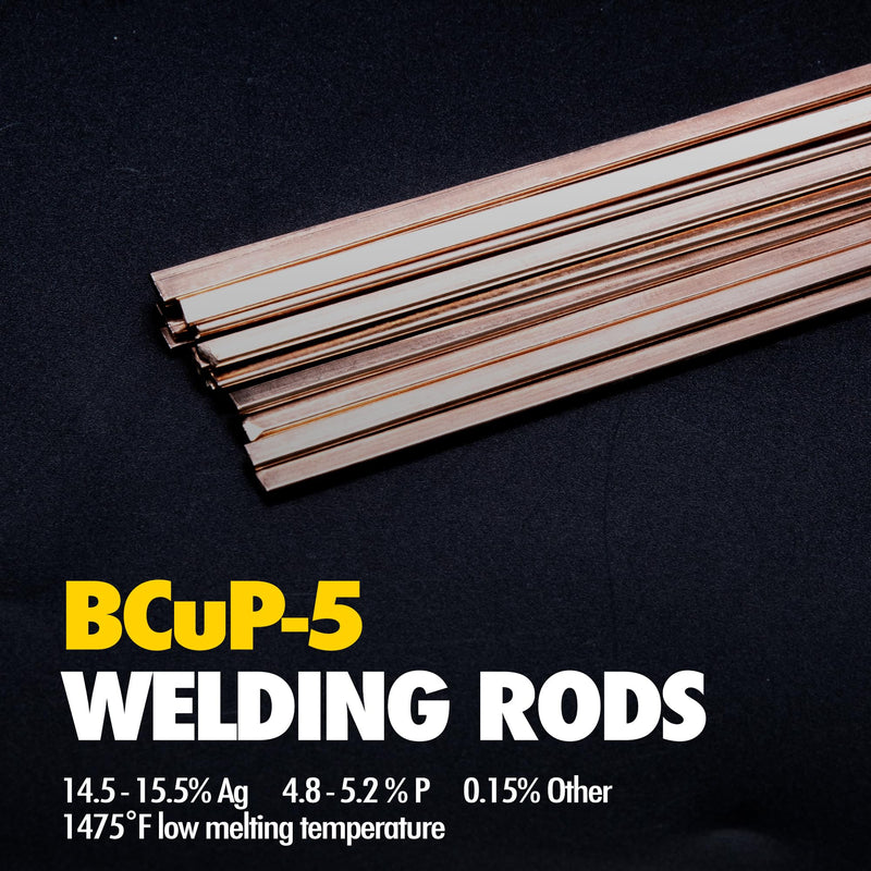 20 Sticks Brazing Rods Bcup-5 15% Silver Solder Phos Copper Brazing Alloys Flat Welding Rods Industry 0.050" x 1/8" x 14" for Air Conditioning Refrigerator Cold Storage HVAC Units