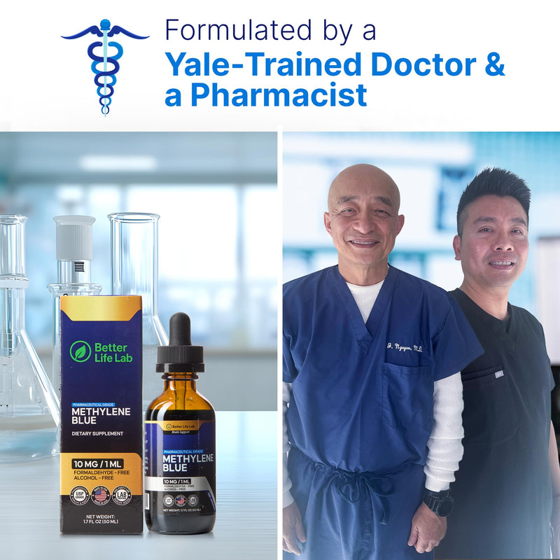 Methylene Blue Drops 1% Pharmaceutical Grade - USP 99.9% Pure Doctor-Formulated Liquid Solution - Made in USA 50ml Bottle with Precision Dropper 1.70 Fl Oz (Pack of 1)