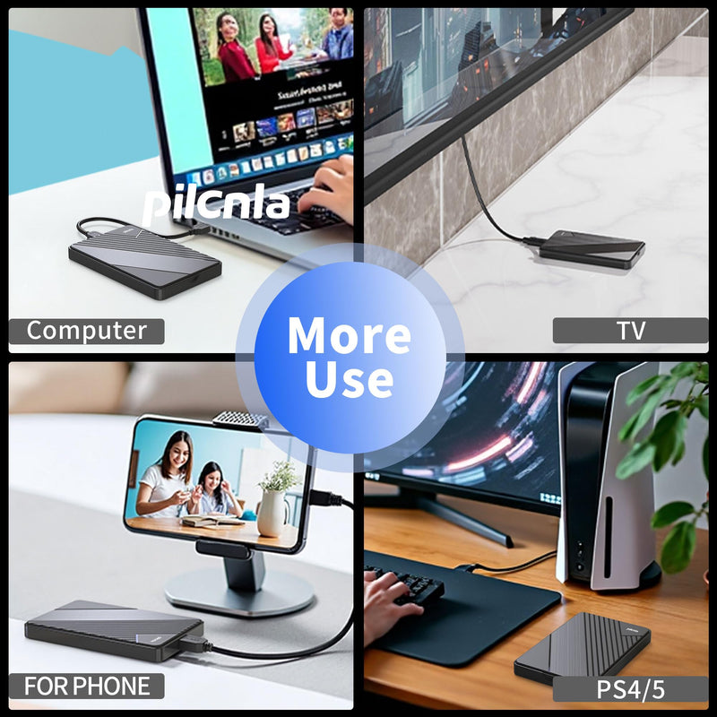 2.5 Inch SATA to USB External Hard Drive Enclosure, Compatible for 2.5 Inch 7mm 9.5mm SATA III HDD SSD Max 6TB Support UASP