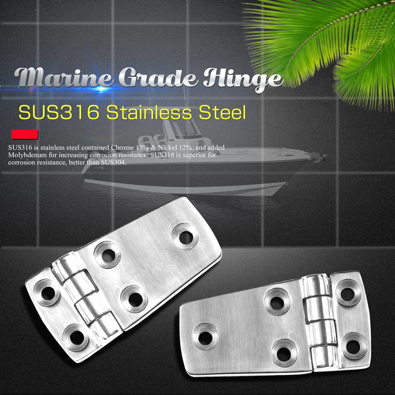AMYSPORTS Hardware Mount Door Hinge Stainless Heavy Duty Boat Hinge Steel Cabinet Deck Stainless Hinge Marine Garage SUS316 1.51 inch x 2.8 inch 2pcs