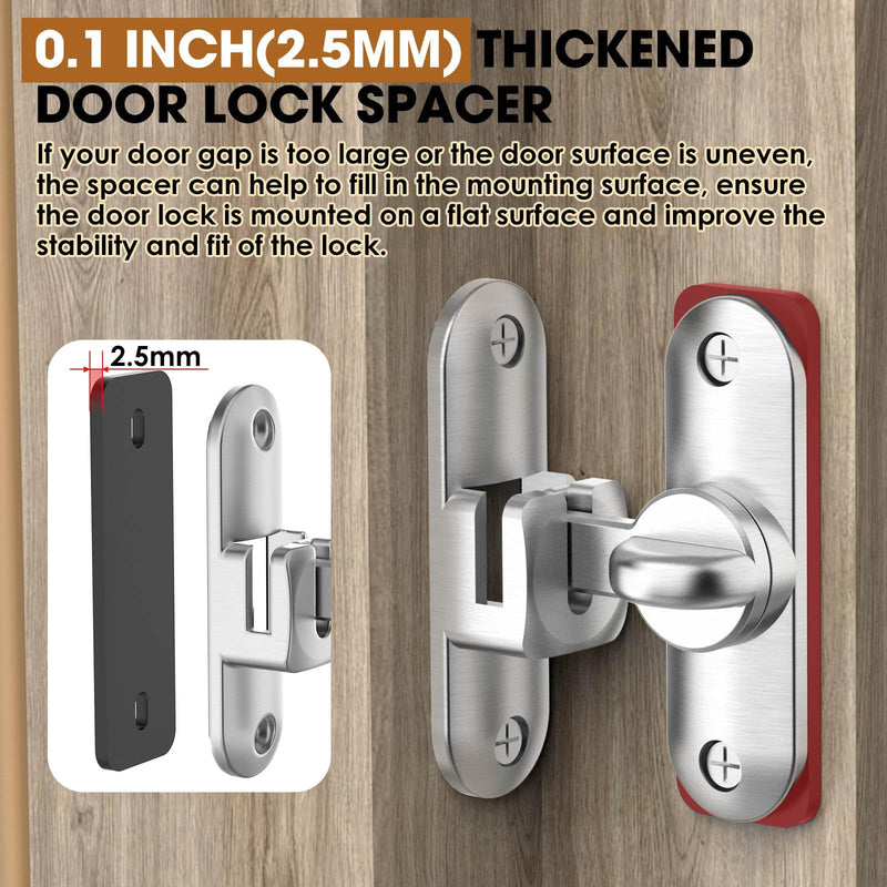 90/180 Degree Barn Door Lock & Latch, Zinc Alloy Sliding Flip Lock Hardware for Cabinet, Bathroom, Garage, Wooden Fence, Pet Gate, Shed (Silver - 2Pack) Silver - 2Pack