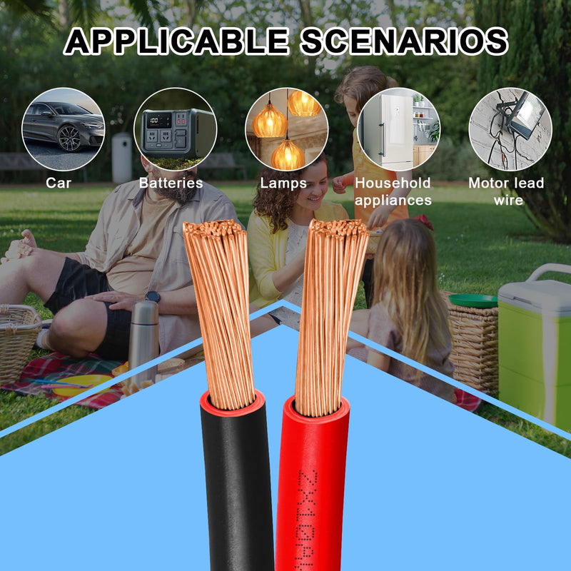 12 Gauge Wire 25 Feet, 12/2 AWG Pure Copper Wire, 12AWG 2 Conductors Red Black Oxygen Free Stranded Low Voltage Wire for Solar Panel, Automotive, Audio Auto, LED Lighting(12 AWG 25FT) 25 FT