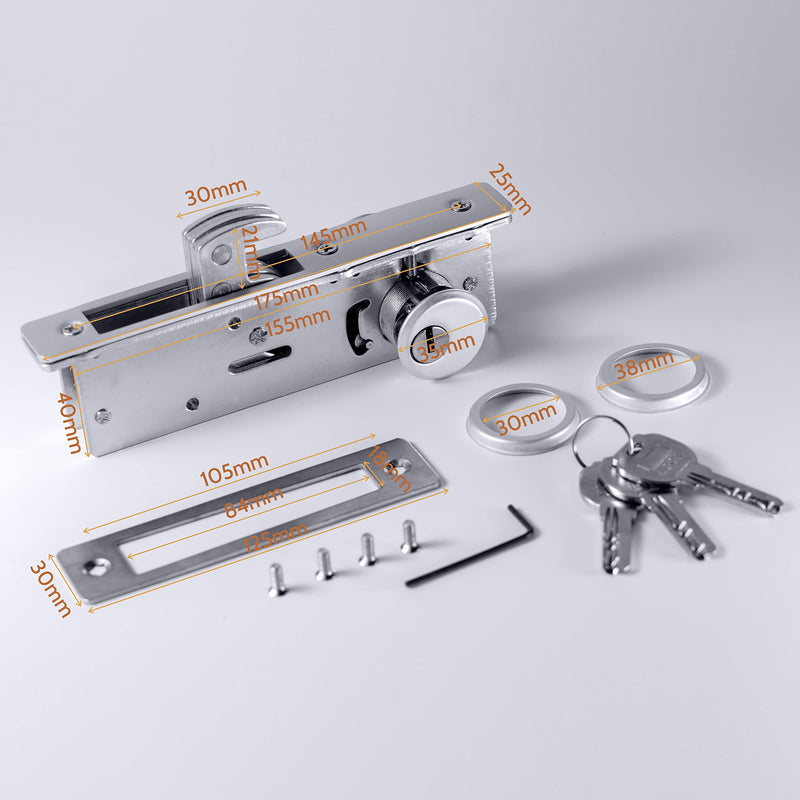 Cylinder Deadbolt Mortise Lock - Commercial Storefront Door Lock Double Keyed Cylinder 1-1/8" Backset Hook Deadbolt for Storefront Entry Doors 1-1/8"hook deadbolt