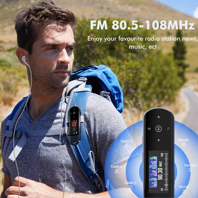 RUIZU 32GB USB MP3 Player with Bluetooth 5.3 & Clip for Sports Running | Portable Music Player, USB MP3 Player Stick with FM Radio, Voice Recorder, Digital Audio Shuffle Repeat, Phone File Transfer
