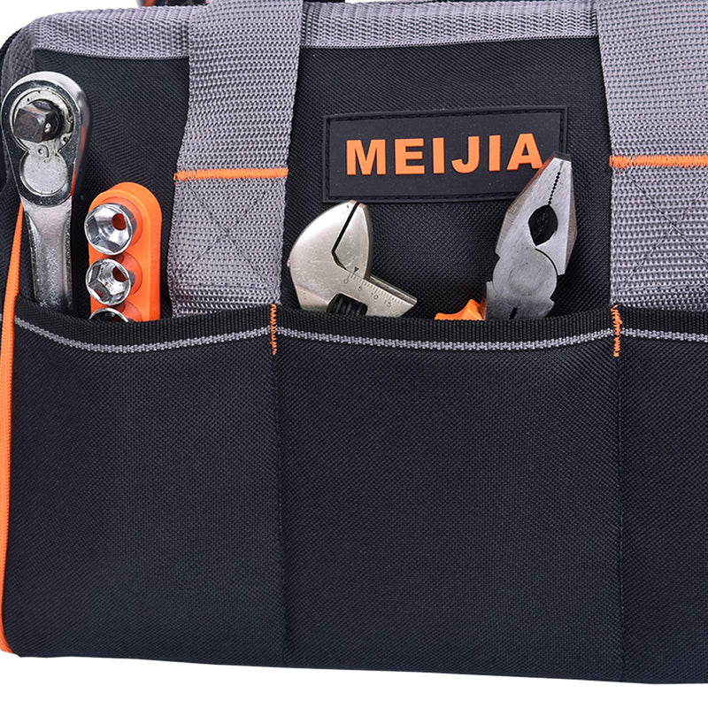 MEIJIA Tool Bags Waterproof Multi-Compartment Pocket Tradesman's Wide Mouth Storage Tool Bag,Fit for Home,Workshop,Job Site (13")