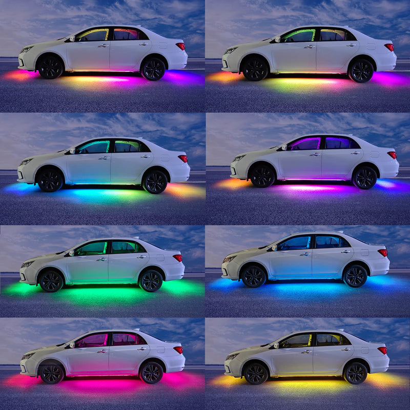 Underglow Car Lights, 4 pcs RGB-IC Smart LED Lights with APP and Remote Control, 16 Million Colors DIY Sound Active Function Music Mode, Underglow Kit for Car, SUVs, Trucks (Dream Color) Dream Color