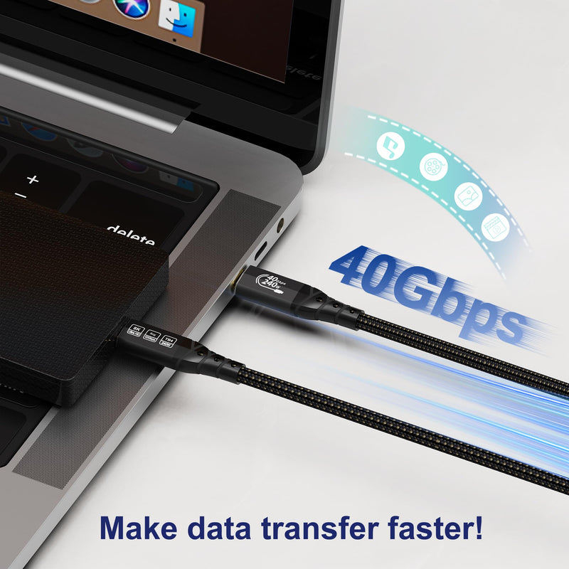 USB 4 Cable for Thunderbolt 4 Cable 1.6FT/0.5m, 40Gbps Data Sync, Supports 8K/4K Displays, 240W Charging, USB C Thunderbolt Cable, for Thunderbolt 3, iPhone 16 Series, SSD, MacBook, Docking 1.6FT*1