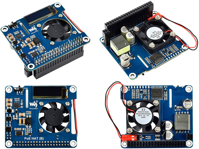 POE HAT (B) for Raspberry Pi 4B/3B+,Power Over Ethernet HAT with 0.91" OLED,Support 802.3af PoE Network,802.3af Power-Sourcing Equipment Required