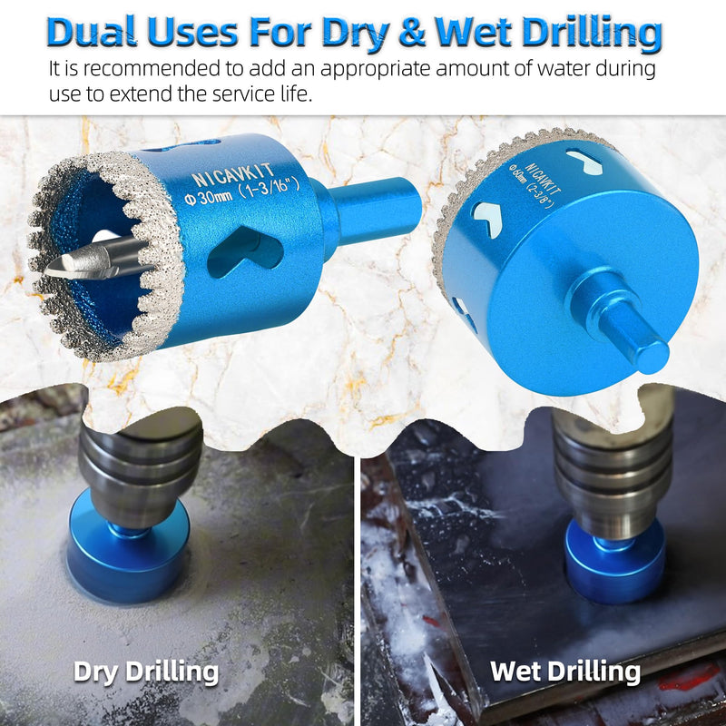 2Pcs 2 Inch Diamond Hole Saw Bits with Pilot Drill Bit, 2" Serrated Brazing Tile Hole Saw Diamond Tipped Drill Bits for Porcelain Tile Ceramic Stone Granite Marble Glass Bottles 2"(50mm)