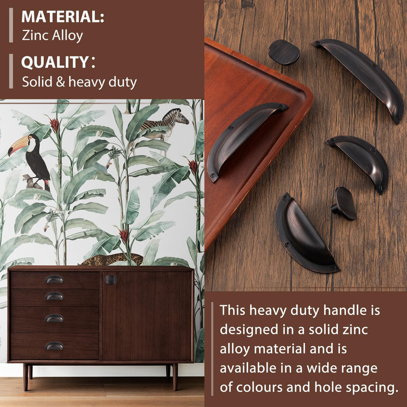 Oil Rubbed Bronze zinc Alloy Cabinet Cup pulls,Vintage Retro Solid 2-1/2 Inch （64mm） Hole Center Cup Cabinet Handles for Drawer,Cupboard, Wardrobe,Dresser 6 Pack Oil Rubbed Bronze 2-1/2 In Hole Centers