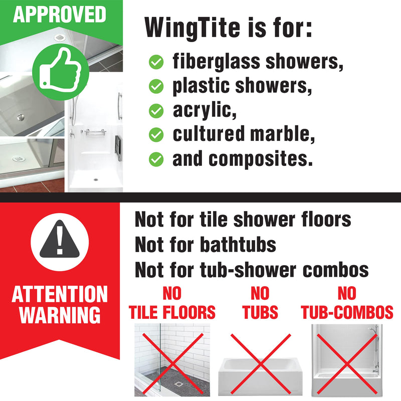 Shower Drain Replacement – Genuine OEM WingTite – 10 Year Warranty – Made in USA – Chrome SD1000 – Installs from the Top – For Fiberglass/Plastic Showers – Fits 2" PVC/ABS – US Tech Support