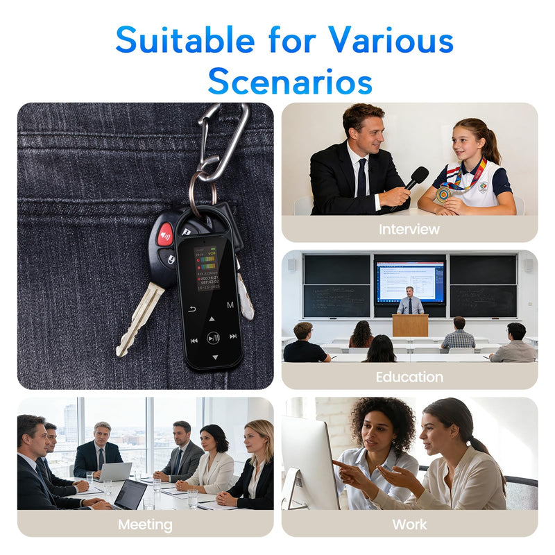 64GB Digital Voice Recorder,4600 Hours HD Voice Activated Recorder | AI-Intelligent Noise Reduction,A-B Repeat,Touch Button,Password,USB-C Recording Device for Lectures,Meetings,Interviews