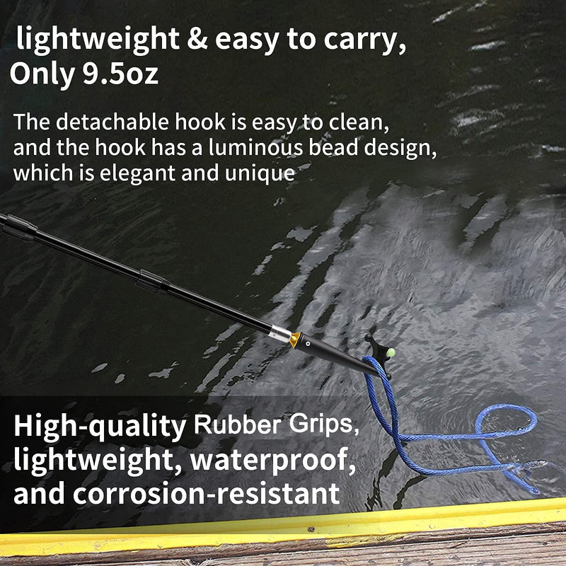 KOMCLUB Telescoping Boat Hooks for Docking Aluminum Push Poles Lightweight Floating Luminous Bead Design Non-Slip Rubber Handle Durable Boating Accessories Multi-Color Rust-Resistant Boat Gaff 3.93FT
