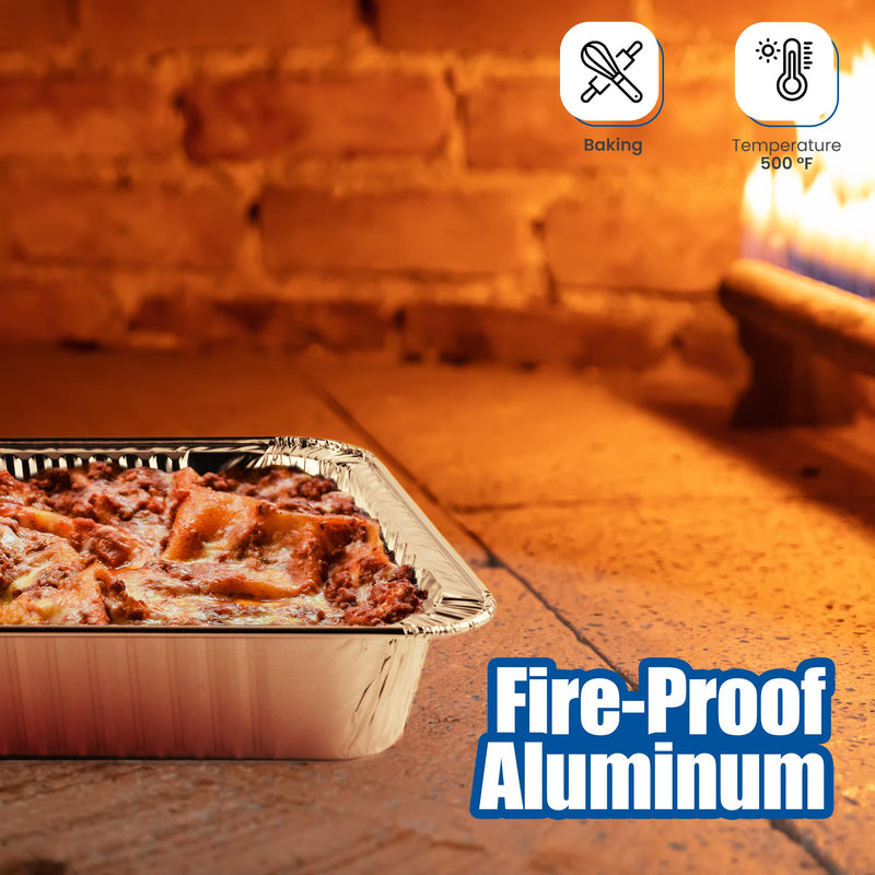 9x13 Disposable Aluminum Pans (30 Pack) – Made in USA Half Size Steam Table Pans, 13x9 Foil Baking Trays for Lasagna, Casseroles, Catering, Parties, BBQ, Crawfish Trays
