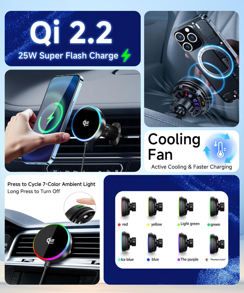 Qi2.2 25W Wireless Charger Car Phone Mount for Honda Prologue 2024-2026 | Acura ZDX 2024-2025, 11.3" Screen, Magsafe Accessories Fast Charging Magnetic Cell Phone Holder Clip Compatible with iPhone